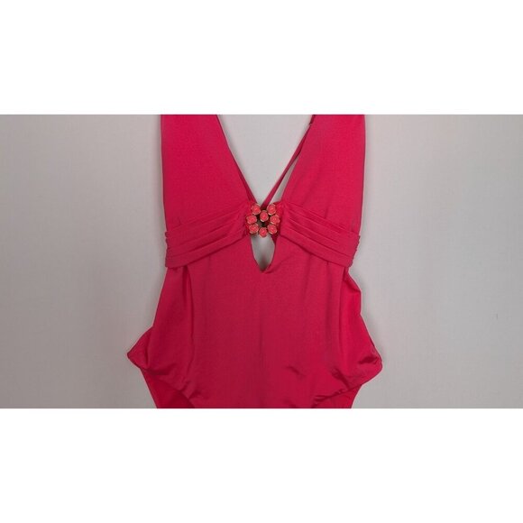 NEW $154 Trina Turk 10 Pink Solid Monaco Strappy One-Piece Swimsuit Swim Beach - Picture 10 of 14
